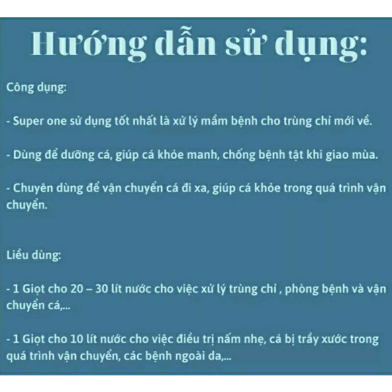 Super One phòng và dưỡng bệnh cho cá xử lý nấm Thái Lan