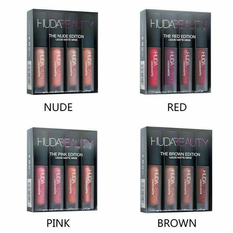 Set 4 Thỏi Son Kem Hiệu Ứng Lì Huda Beauty