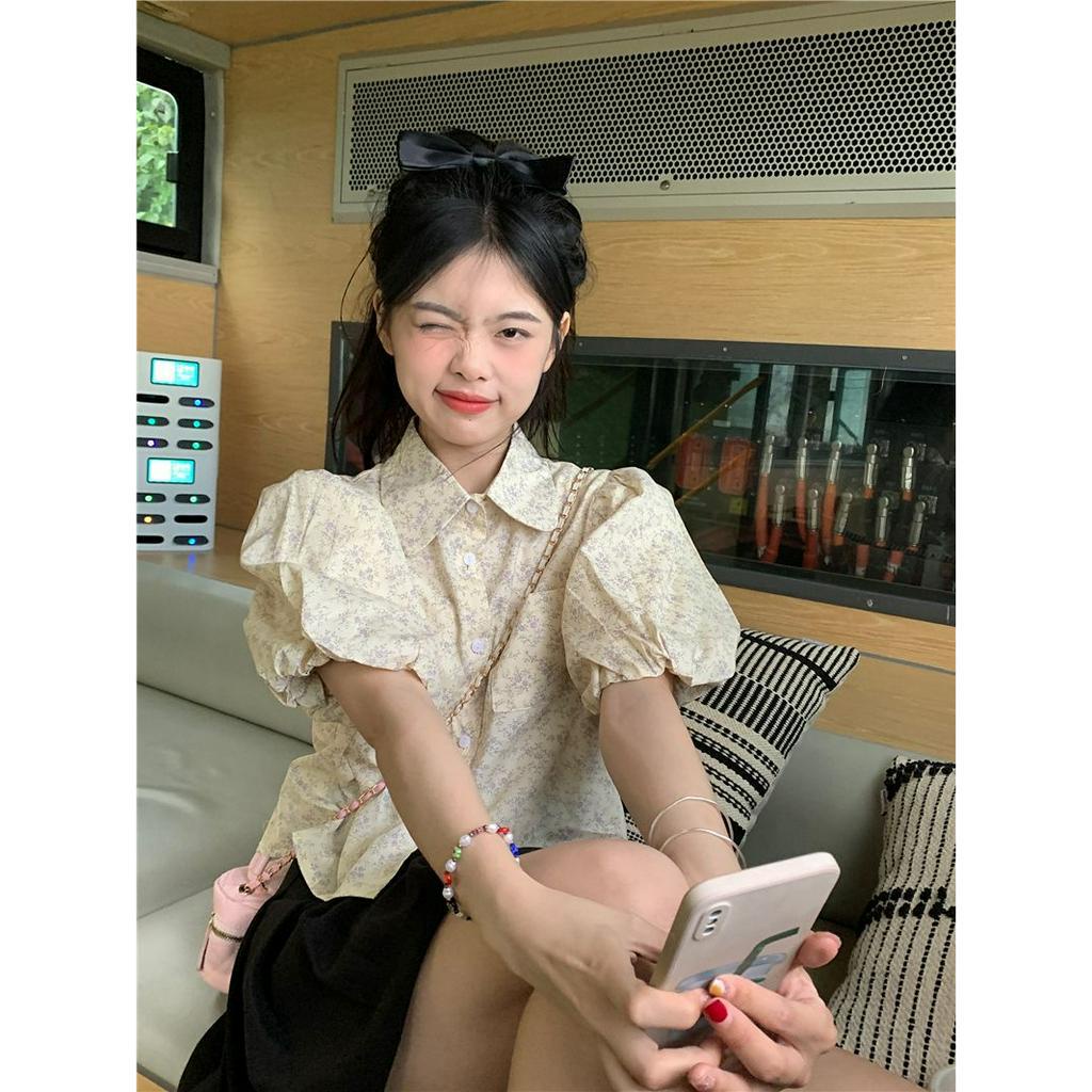 Xiaozhainv Áo Sơ Mi Tay Phồng Họa Tiết Hoa Thời Trang Mùa Hè Cho Nữ