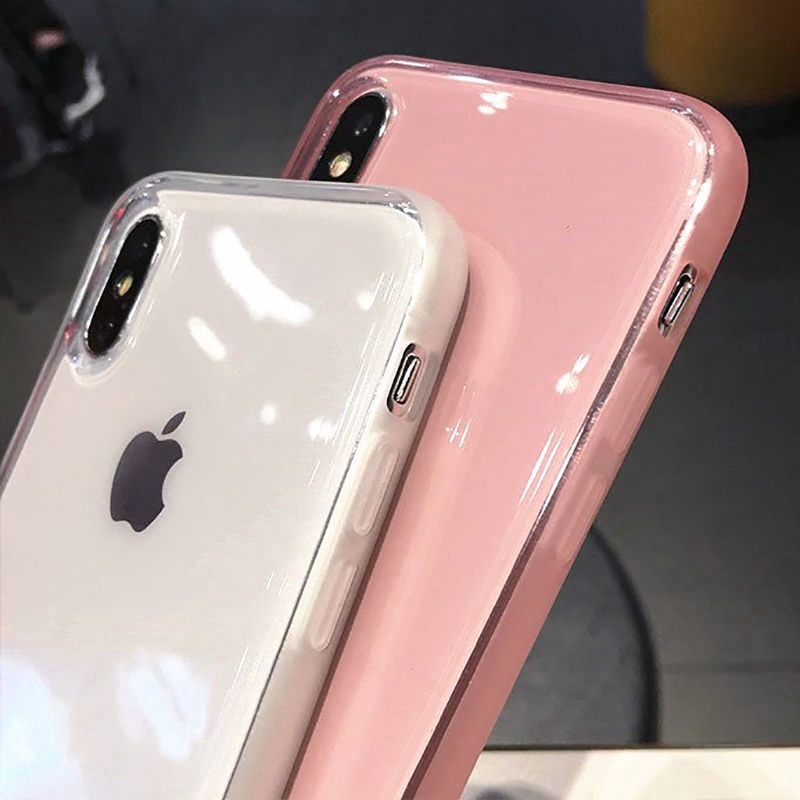 Ốp lưng mềm trong suốt màu kẹo ngọt cho IPhone 11 11pro max XR XSmax 6 7 8 6plus kèm dây xạc