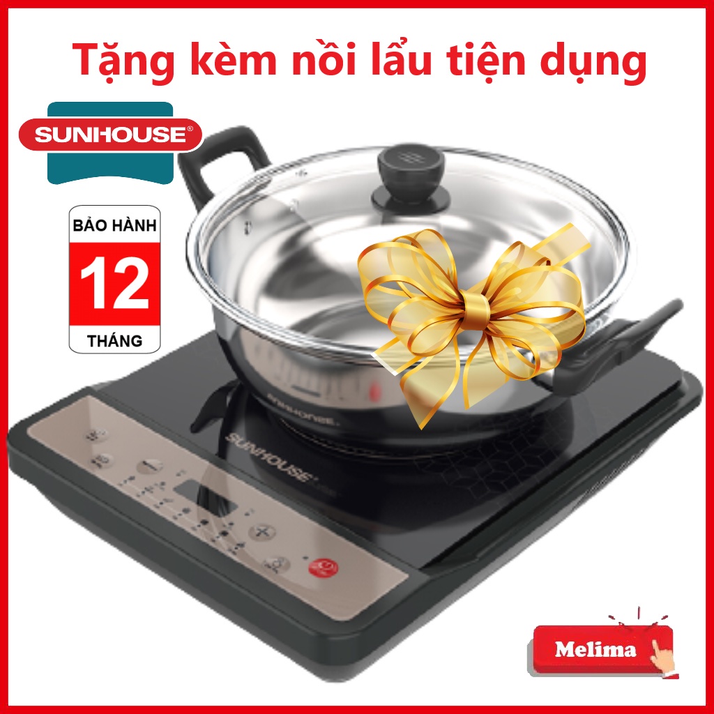Bếp từ đơn SUNHOUSE SHD6160 - 1800W, Tặng Kèm Nồi Lẩu Tiện Dụng
