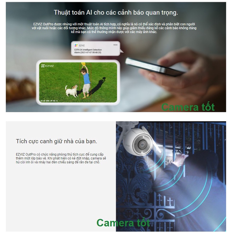Camera Ezviz C3TN 3MP 2K Ngoài trời - Có mầu ban đem - AI Thông minh | BigBuy360 - bigbuy360.vn