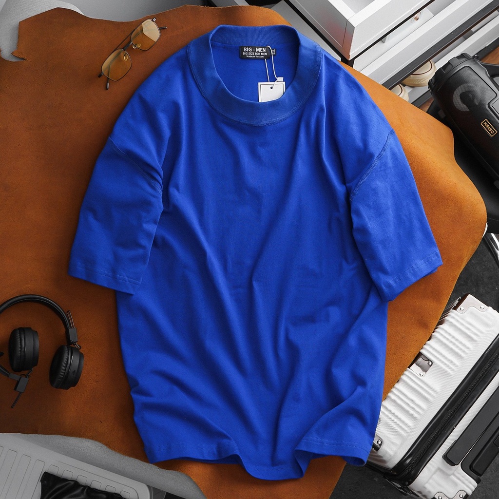 [bigsize] Áo thun cotton màu xanh bích đường may cổ trái siêu đẹp bigsize nam