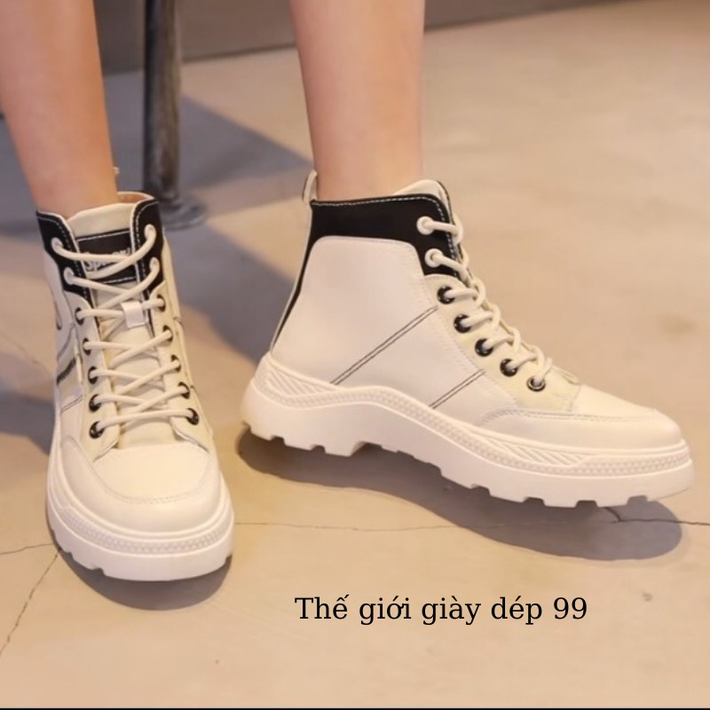 Bốt nữ - giày boots cao cổ nữ cá tính phong cách hàn quốc màu trắng - Xanh dạng bốt đế thấp siêu hot trend năm 2021 | WebRaoVat - webraovat.net.vn