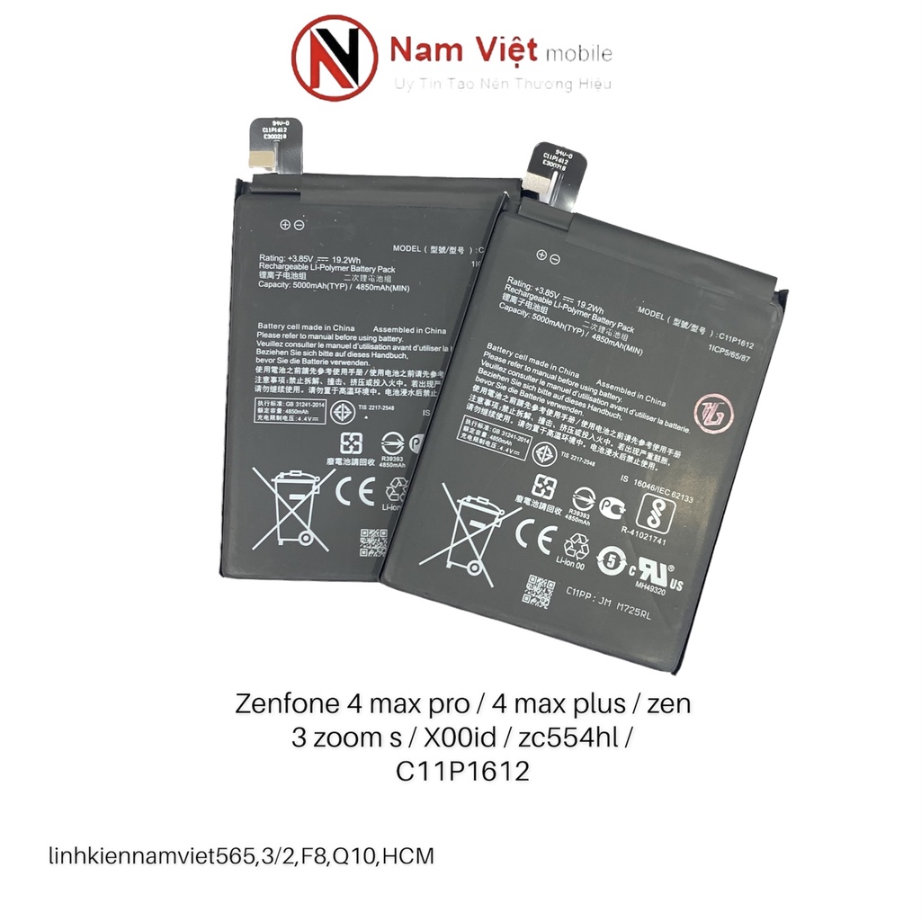 Pin Asus Zen 4 Max Pro / C11P1612 / Zen 3 Zoom S / Zen 4 Max Plus / ZC554KL / X00ID (4850-5000mAh) Bảo hành 3 tháng