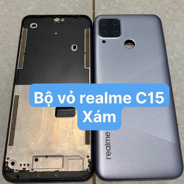 Vỏ Full bộ realme C15 ( bộ gồm lưng, sươn, phím, kính camera )