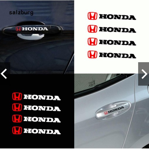4 Sticker logo miếng dán chữ Honda ốp tay nắm cửa kính chiếu hậu tem decal xe hơi ô tô Civic City Accord mới
