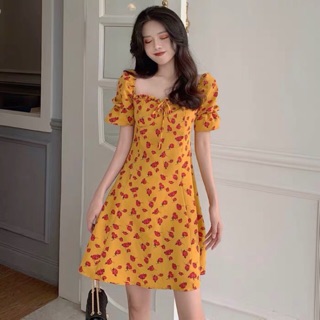 VÁY HOA CỔ VUÔNG ULZZANG