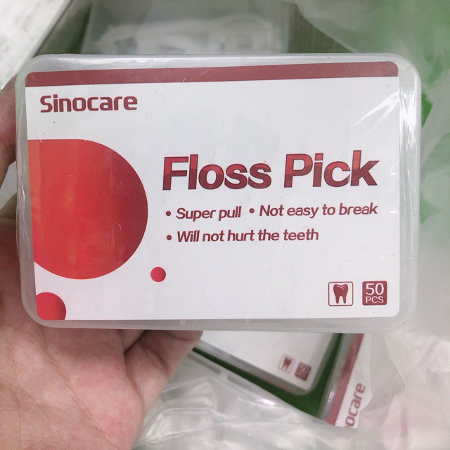 ✅ Hộp Tăm Chỉ Kẽ Răng Sinocare Floss Pick (Hộp 50 Cây) -VT0253 | Y Tế Vạn Thành