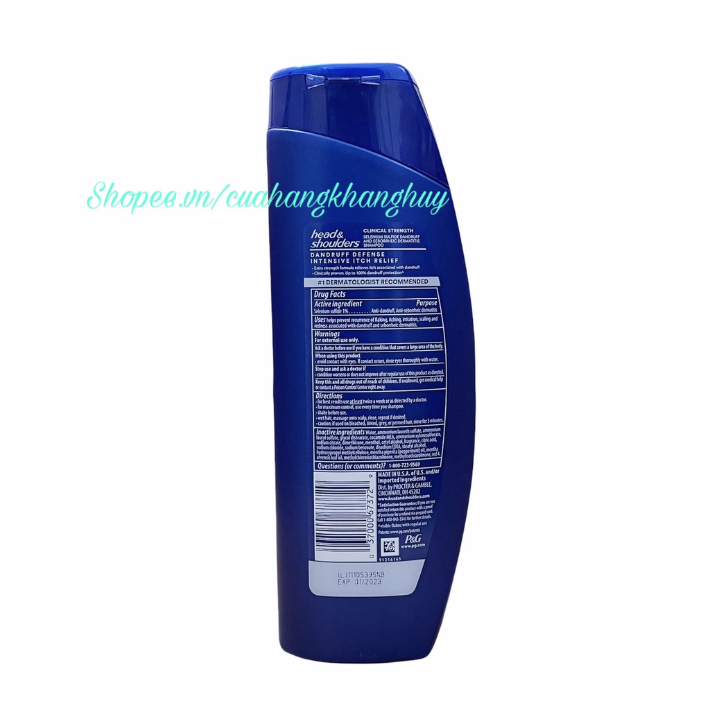 Dầu gội Head&amp;Shoulders dành cho tóc, da đầu bị gàu của Mỹ 400 ml (Mẫu Mới)