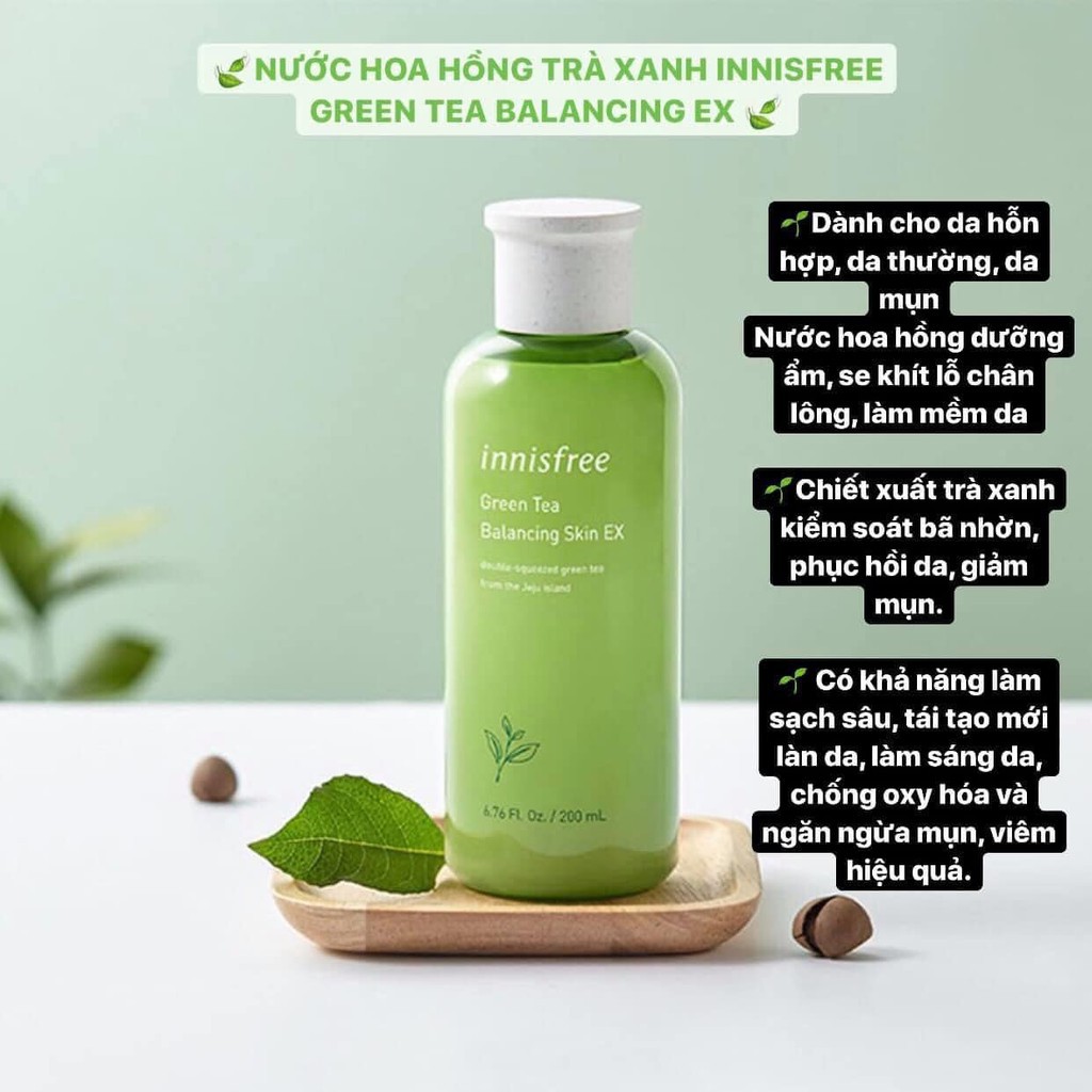 Nước hoa hồng Trà xanh cho da khô INNISFREE GREEN TEA SEED SKIN