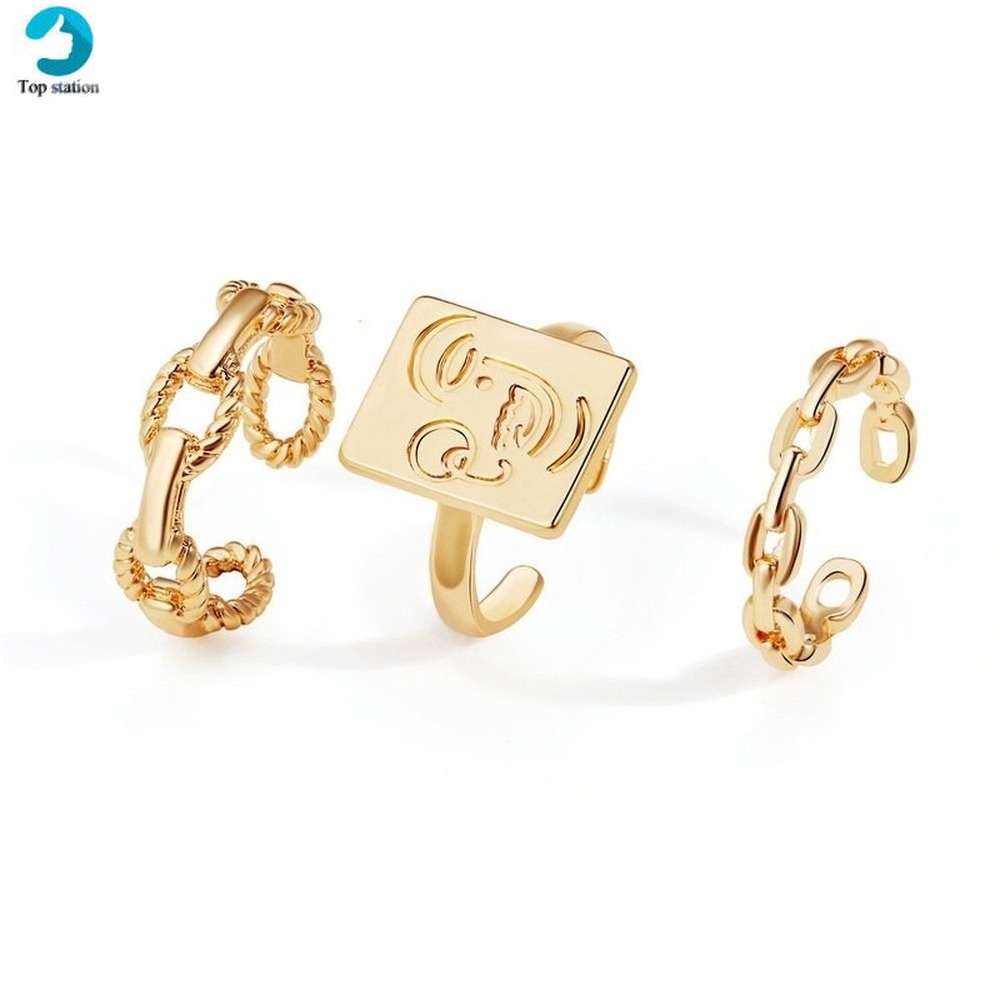 Nhẫn hở đính đá ngọc trai nhân tạo nhiều kiểu tùy chọn phong cách hip hop