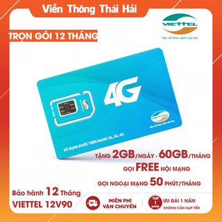 [ FREE 12T ] Sim 4G Viettel V90 Trọn Gói 12 Tháng, Gọi 1 Tỷ Phút và Tặng 2GB Data