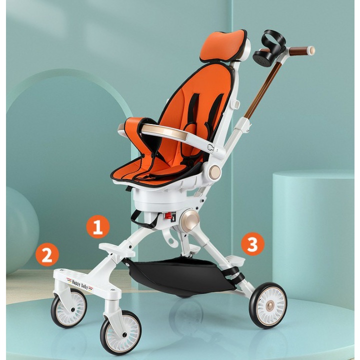 Xe đẩy du lịch cho bé - Xe đẩy đảo chiều V22 gấp gọn,bánh xe xoay 360 độ có thể nằm ngồi ngả lưng cho bé