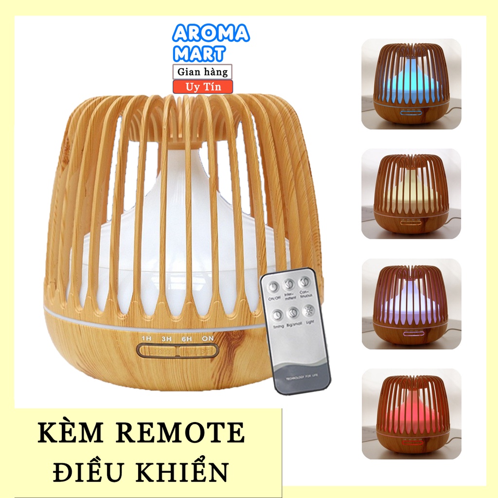 Máy xông tinh dầu siêu âm Lồng đèn dung tích lớn 500ml kèm remote điều khiển