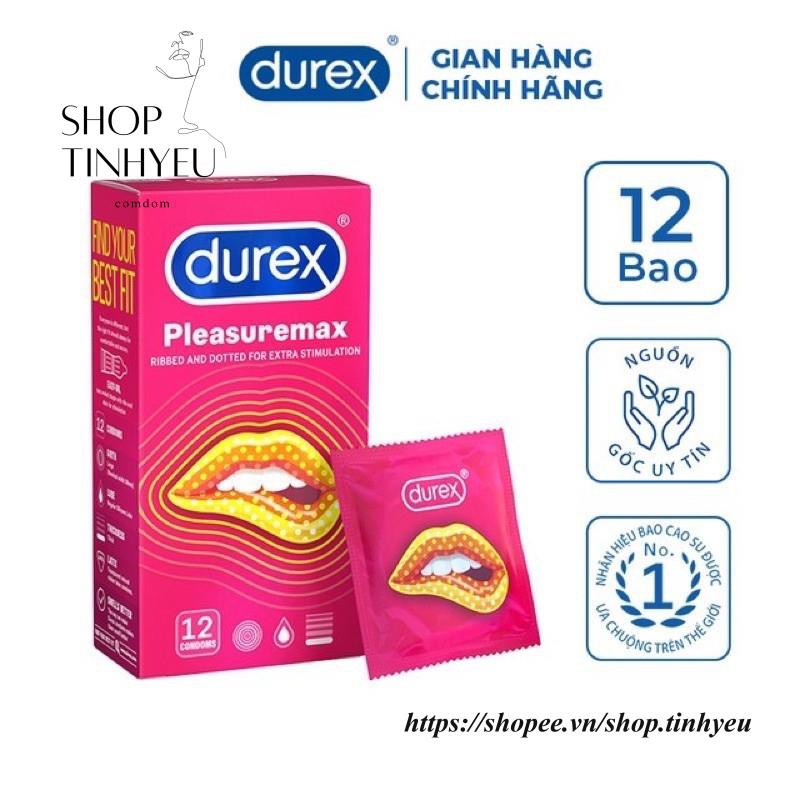 PHIÊN BẢN MỚI Bao cao su durex pleasuremax  chính hãng  thiết kế siêu mỏng có gân nhiều bôi trơn tăng khoái cảm hộp 12c