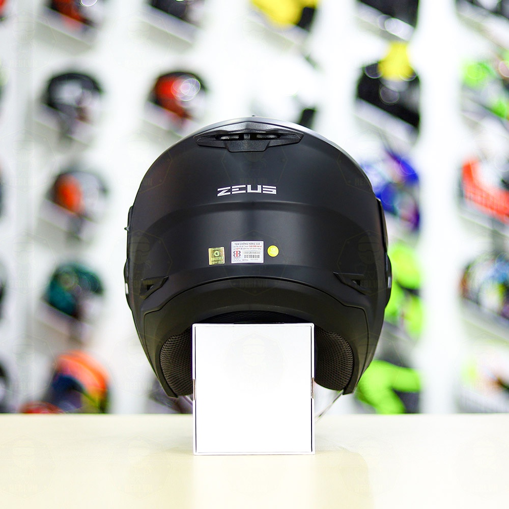 Mũ 3/4 2 Kính Zeus 613B Đen Nhám Tặng Kèm Mái Che Có Thể Tháo Rời