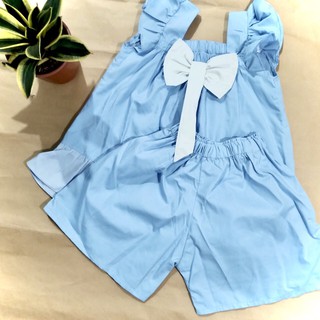 Bộ Bé Gái Cotton Lụa nơ ngực siêu mát mùa hè