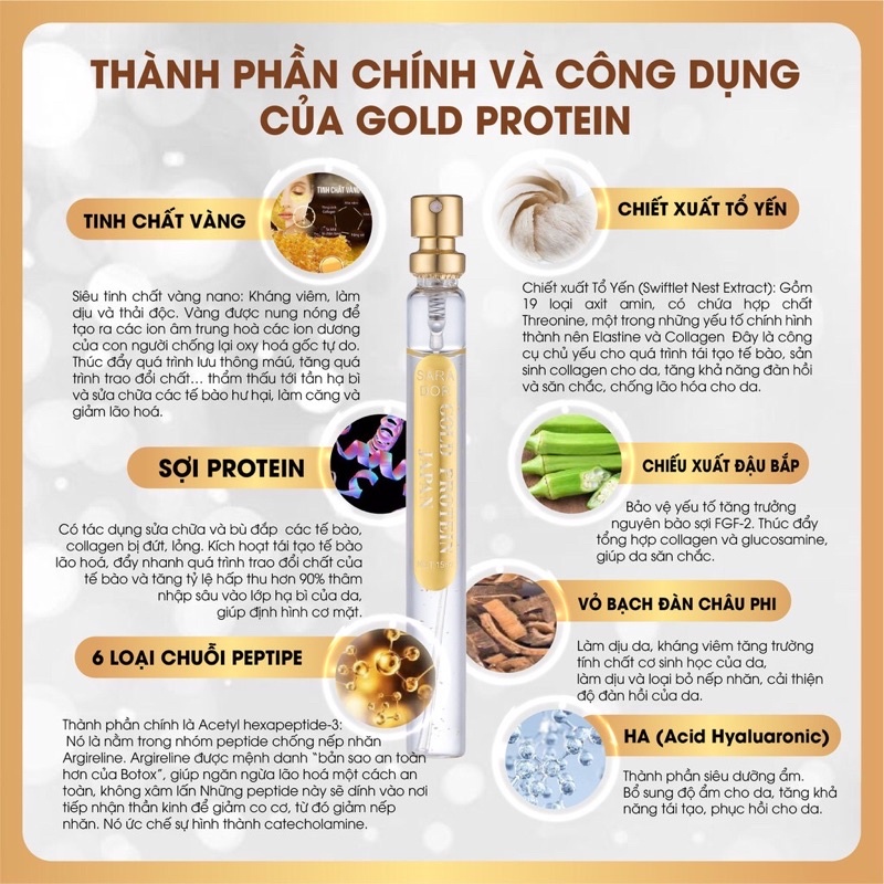 GOLD PROTEIN - Tinh chất vàng Nano [Hộp 5 ống + 12 sợi protein]