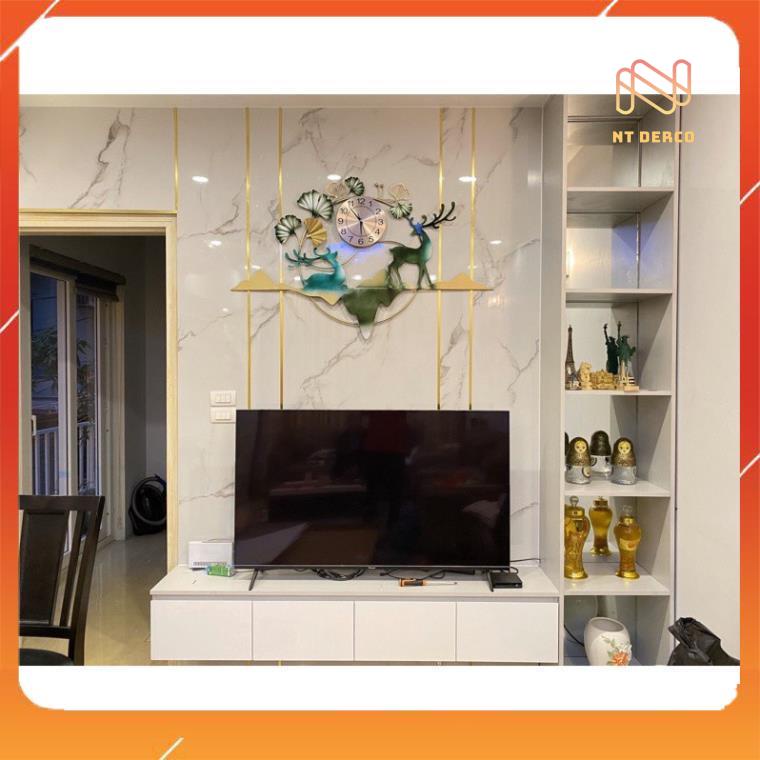Derco Trang Trí, Đồng Hồ Treo Tường Nghệ Thuật, Tranh Decor Trang Trí Hươu Mã s61