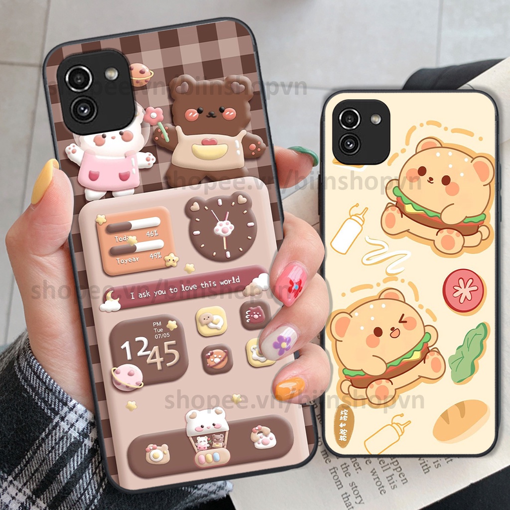 Ốp Samsung A03 in hình gấu chocolate kẹo ngọt siêu đẹp siêu xinh