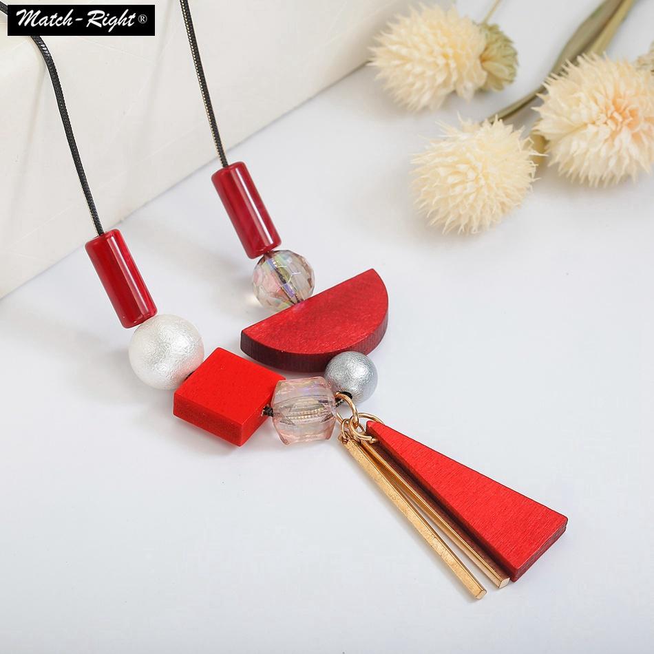 Vòng cổ dạng dài xỏ hạt gỗ thời trang thanh lịch cho nữ