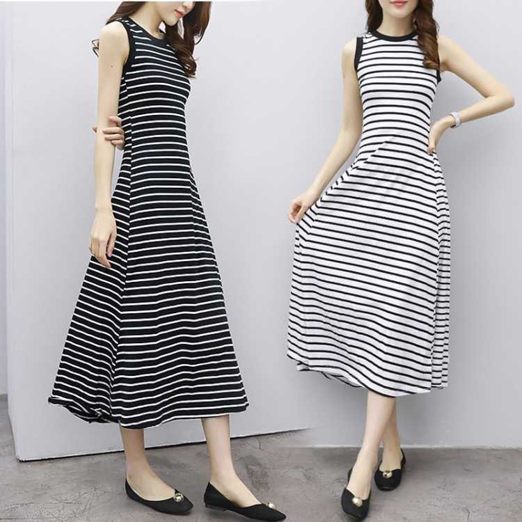Đầm Maxi Sát Nách Kẻ Sọc Dáng Ôm Thời Trang Cho Nữ