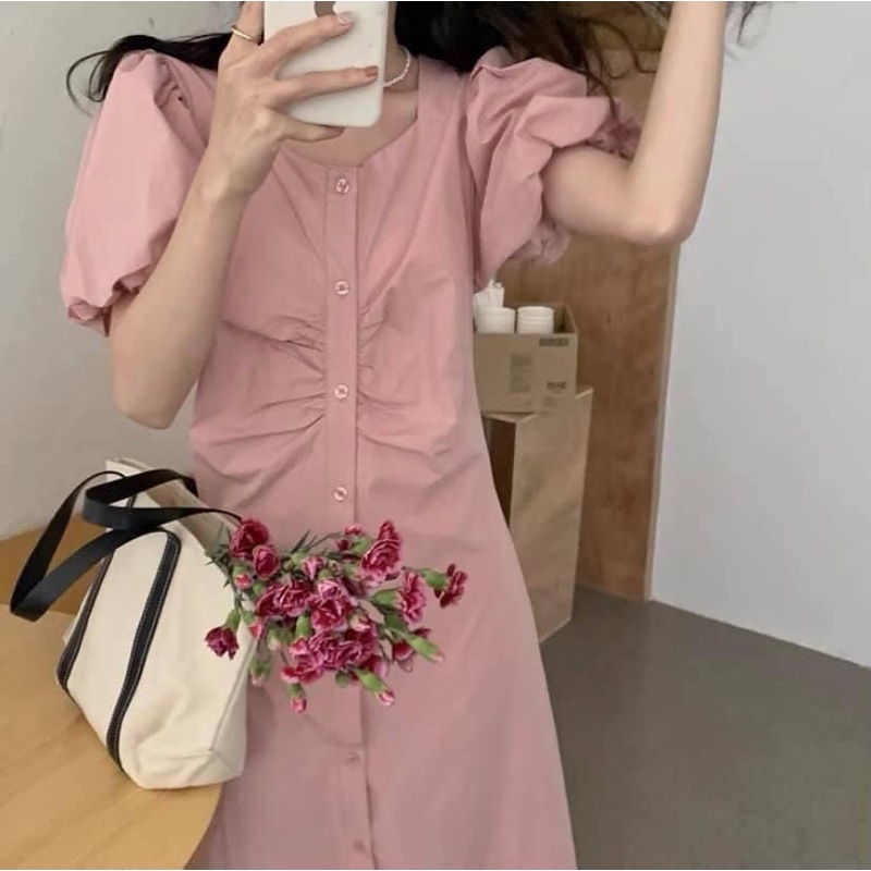 Váy Maxi Dúm Hồng Pastel