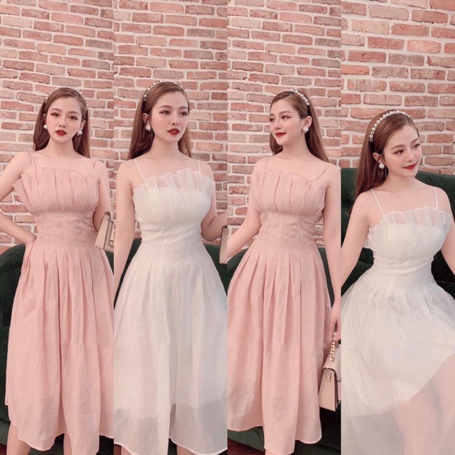 [Mã WASTMAY giảm 15% tối đa 30K đơn 150K] Đầm xoè 2 dây xếp li xốp 2 màu | BigBuy360 - bigbuy360.vn