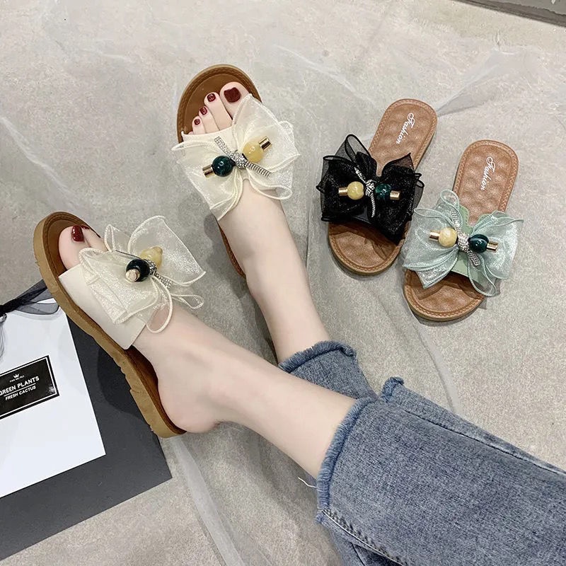 Jiashucheng Dép Sandal Đính Nơ Thời Trang Mùa Hè Cho Nữ