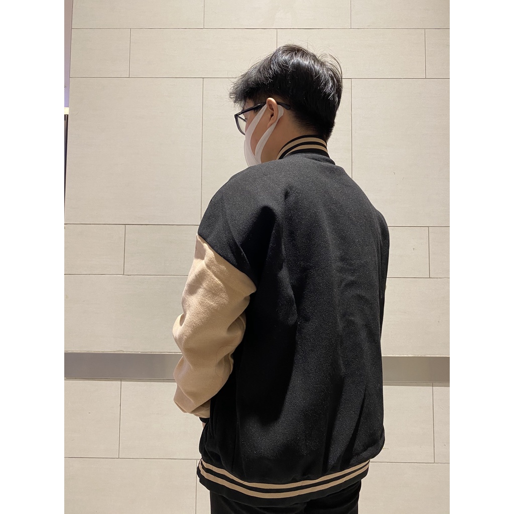 Áo Khoác Bomber Varsity Jacket Nam Nữ Chất Liệu Dạ Logo Thêu Áo 2 Lớp