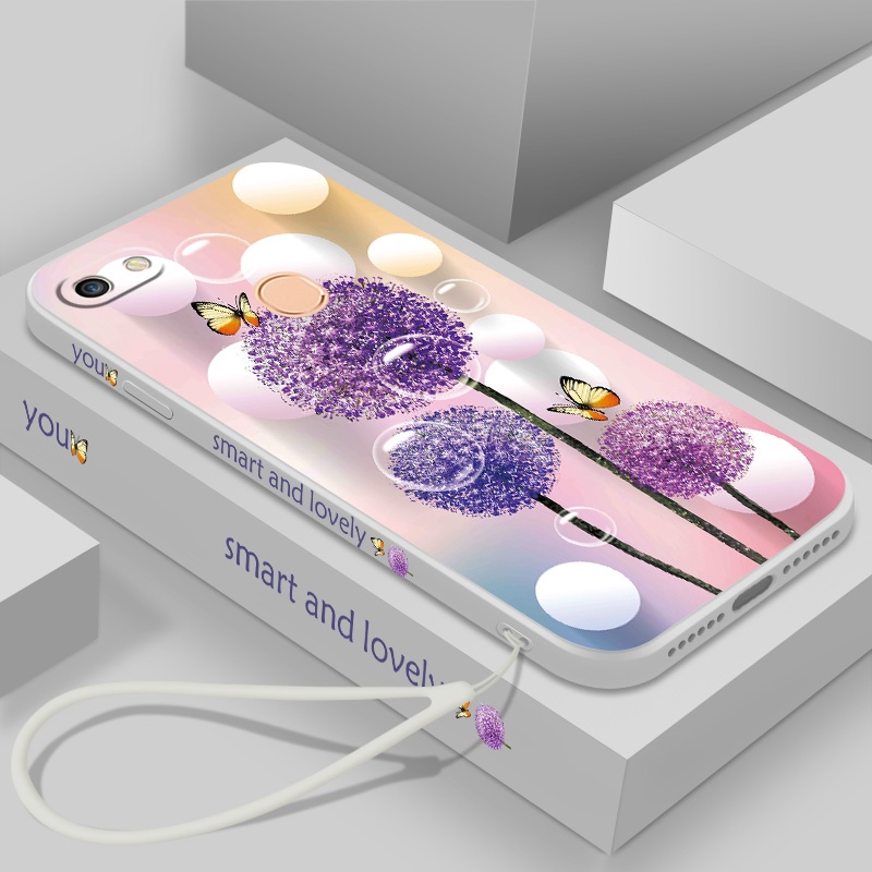 Ốp Điện Thoại Silicon Mềm Chống Sốc Họa Tiết Hoa Bồ Công Anh Có Dây Đeo Cho OPPO F5 F7 F9 PRO a83 a71 a74 4G