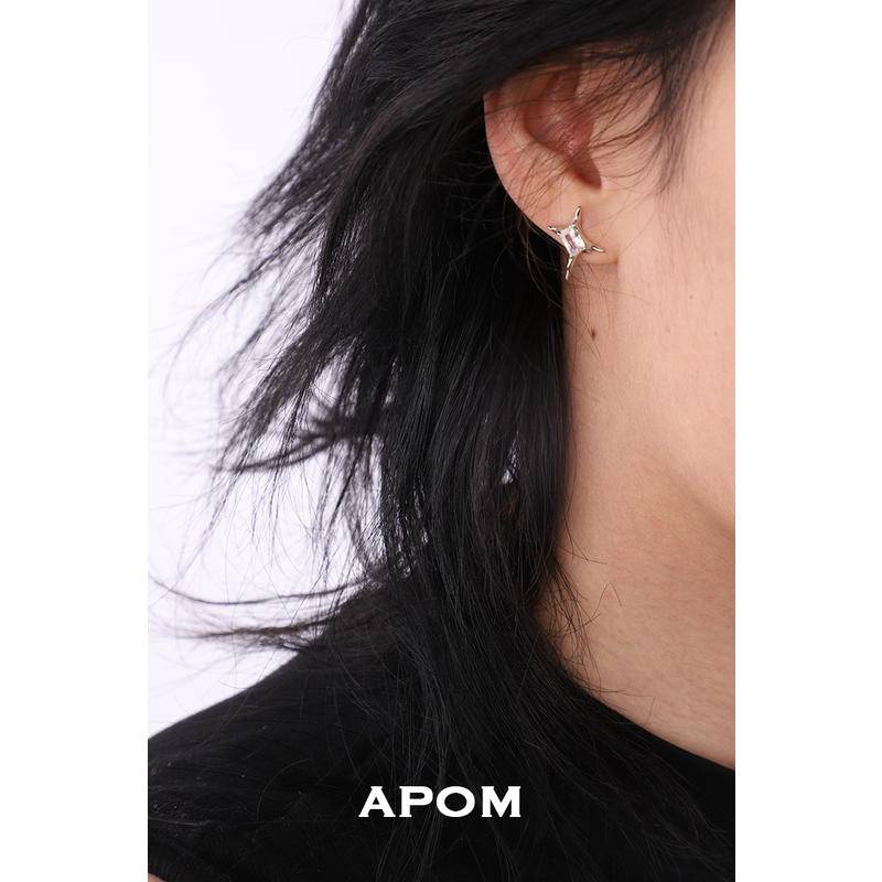 Bông tai hình ngôi sao bốn cánh sang trọng bạc 925 cho nam và nữ