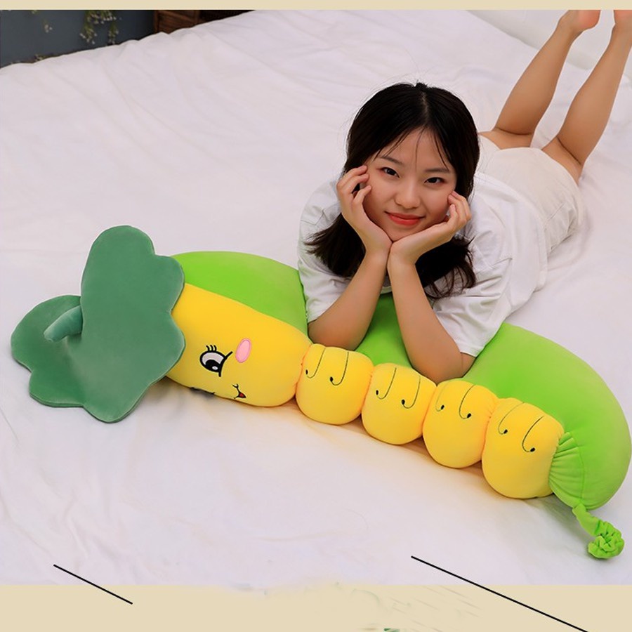 Gấu bông gối ôm sâu đậu cute size 60-120cm cao cấp Joujou mềm mịn dễ thương cho bé