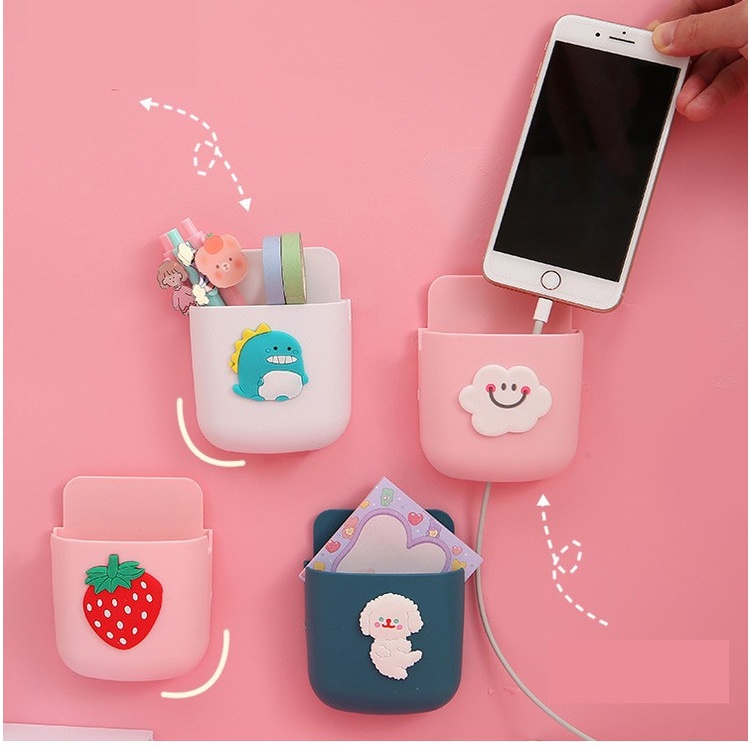 Kệ dán tường đa năng dể thương sticker Giá treo để bút, điện thoại ,điều khiển Shalla {SIÊU HÓT}