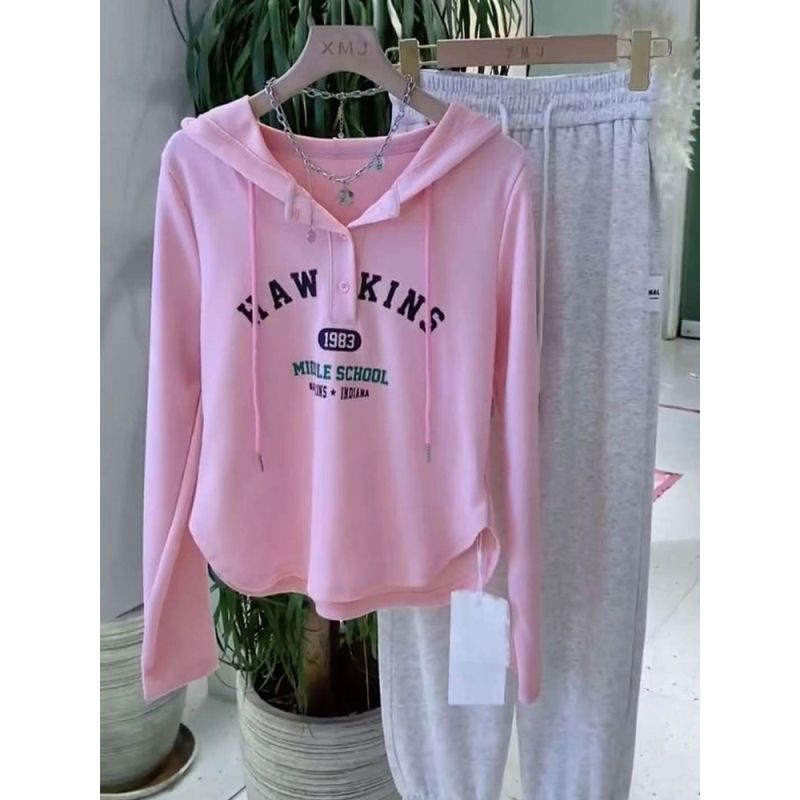 Jiashucheng Áo Hoodie Tay Dài In Chữ Phong Cách Hàn Quốc Thời Trang Mùa Thu Mới Cho Nữ