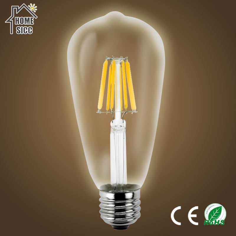 Đèn LED E27 ST64 E27 2W 4W 6W 8W Bombillas 220 Bóng đèn LED dây tóc Edison Đèn chùm chiếu sáng tại nhà 360 độ