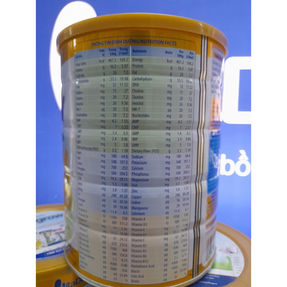 Lon Sữa 900g Vitagrow Vitadairy.Giúp Tăng Chiều Cao Vượt Trội