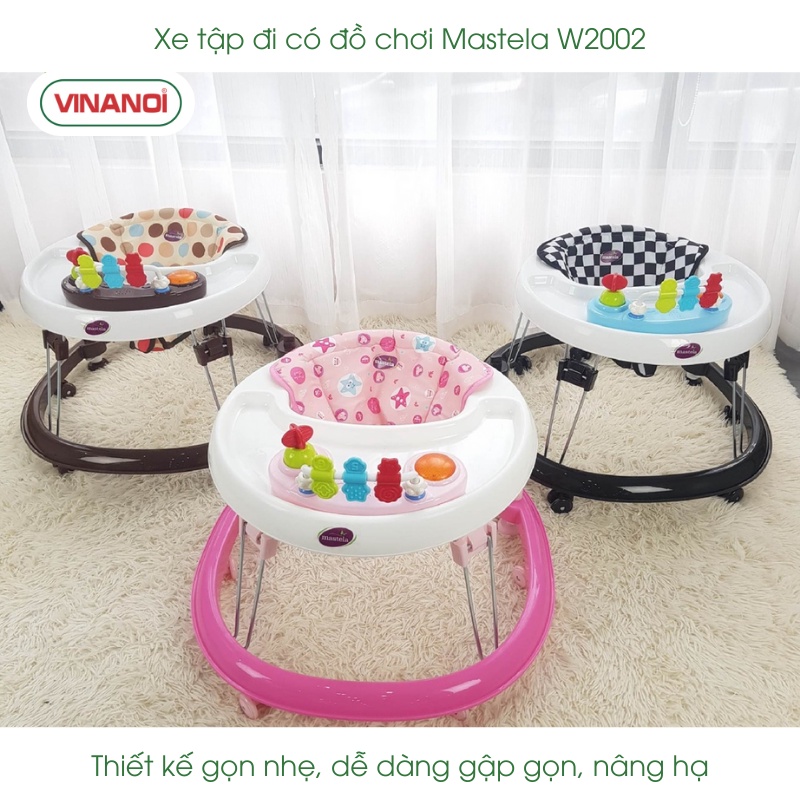 Xe tập đi chính hãng Mastela gấp gọn nâng hạ, có nhạc, bàn ăn và đồ chơi cho bé