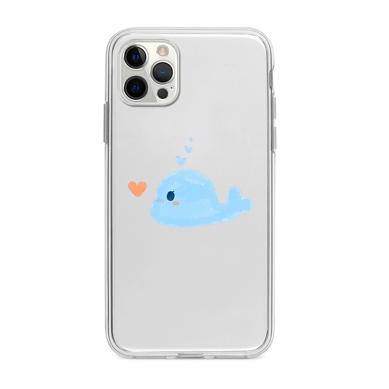 Ốp điện thoại mềm trong suốt chống rơi họa tiết cá voi vẽ tay phù hợp cho iPhone 13promax 11 12 pro 8plus SE2020 XR