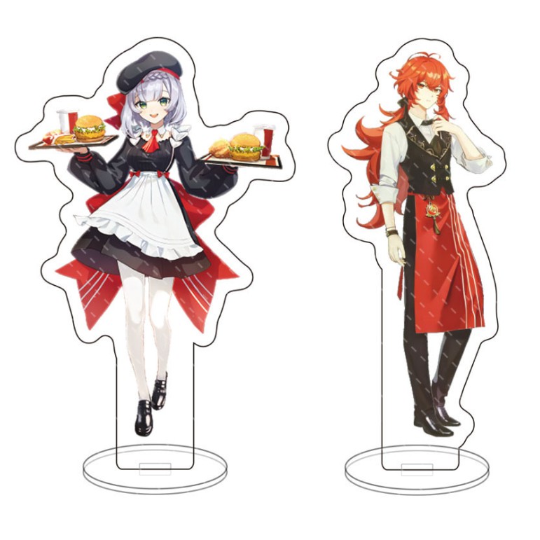 Standee nhân vật Diluc - Noelle ver KFC trong Genshin Impact