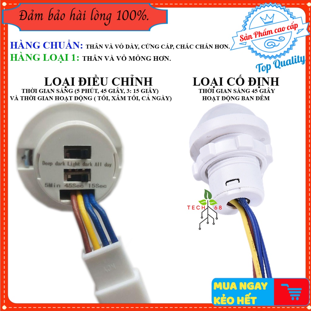 Công tắc cảm biến chuyển động hồng ngoại thông minh tự động bật tắt đèn khi có người, Cảm biến chống trộm, Sensor PIR