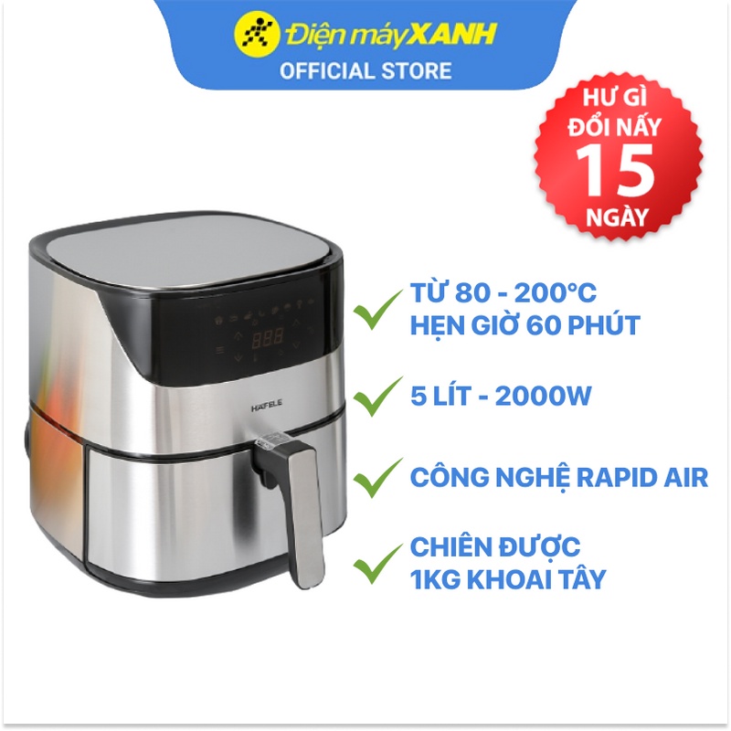 Nồi chiên không dầu Hafele AF-T5A (535.43.712) 5 lít công suất 2000W - Hàng chính hãng BH 12 tháng