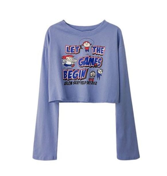 Áo croptop tay dài in họa tiết LET THE GAMES BEGIN 2 màu AT26 | BigBuy360 - bigbuy360.vn