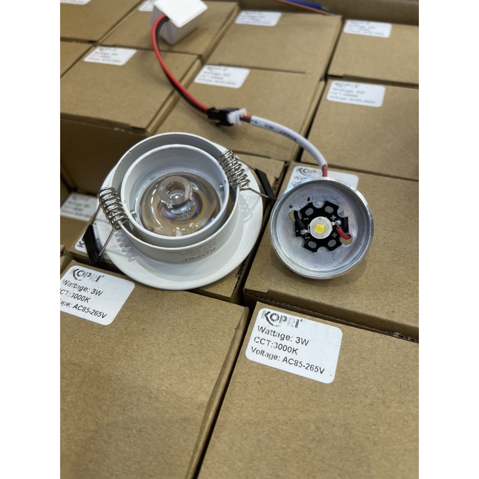 Đèn Led Âm Trần 3W. Đèn Led Âm Tủ Gỗ Mini 3W Khoét Lổ Phi 55mm. Chip Led Bridgelux 3W Siêu Sáng. Đèn Mắt Ếch 3W. KOPRI