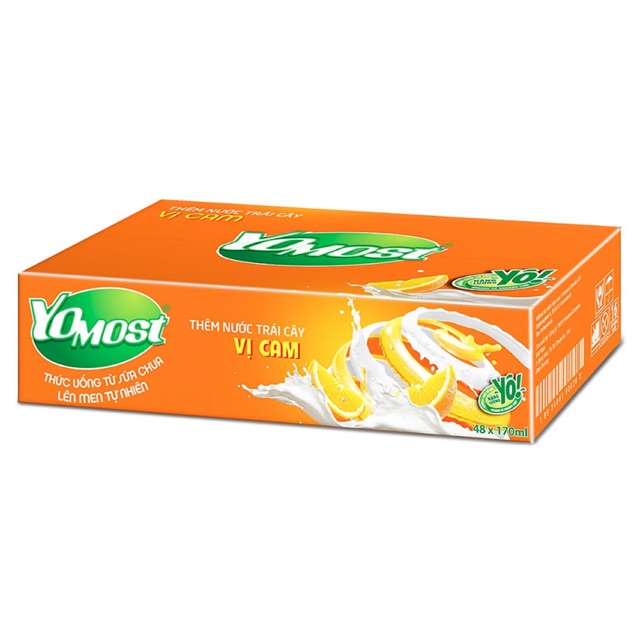 Thùng 48 Hộp Sữa Chua Lên Men Tự Nhiên Yomost Vị Cam - 170ml