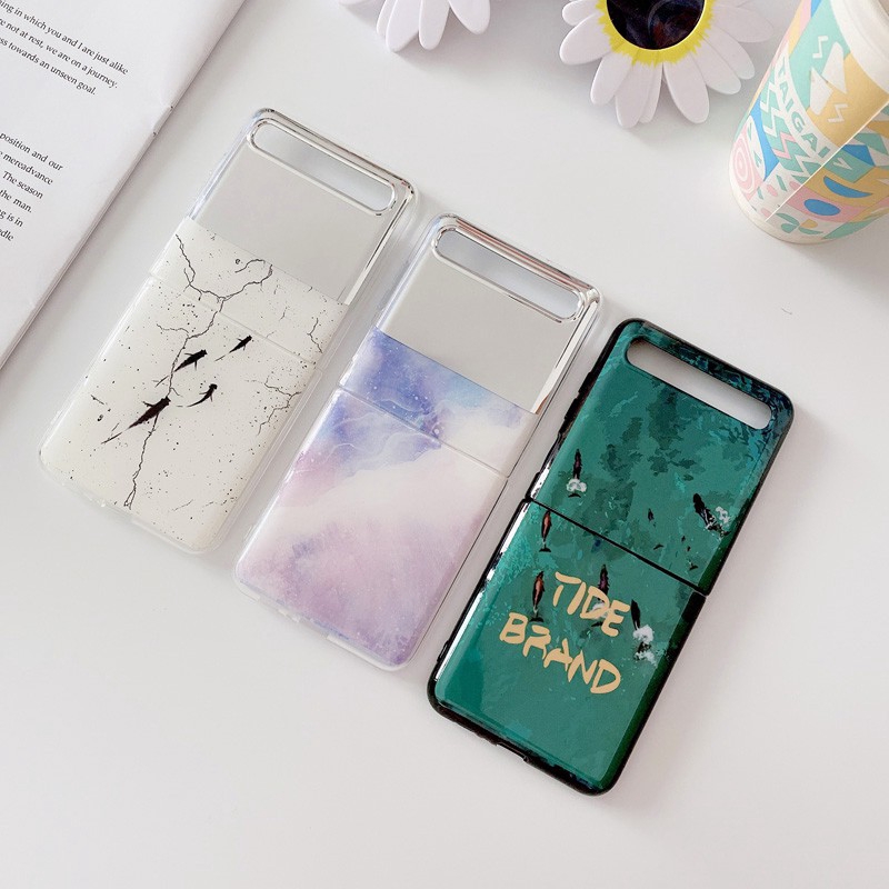 Ốp điện thoại in họa tiết vân cẩm thạch chống sốc cho Samsung Galaxy Z Flip