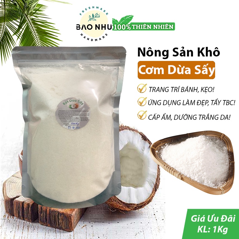 500gr Cơm Dừa Sấy Khô Sợi Nhỏ 1x3mm