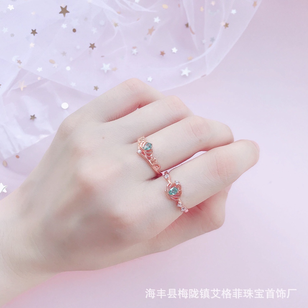 Nhẫn MANYUE đính đá nhân tạo nhiều màu sắc tùy chọn phong cách công chúa sang trọng