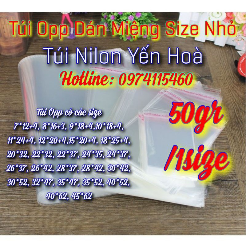 Túi opp dán keo size bé (50gr/1size) đựng phụ kiện, trang sức, ví...